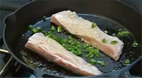 cooking mako shark in frypan